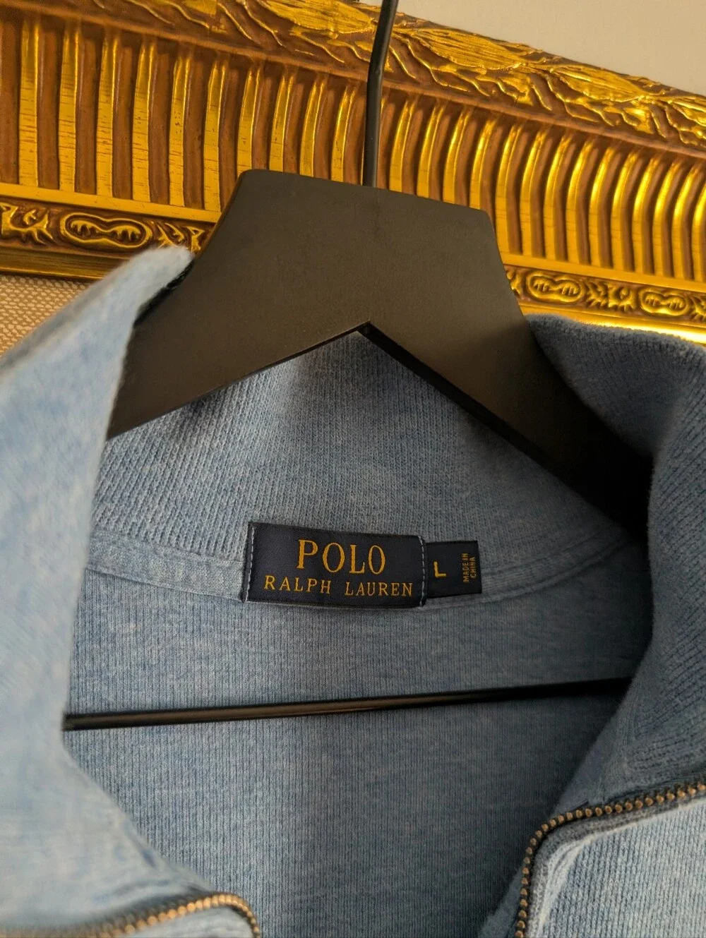 Polo by Ralph Lauren Light Blue Half-Zip Sweater with Yellow Pony